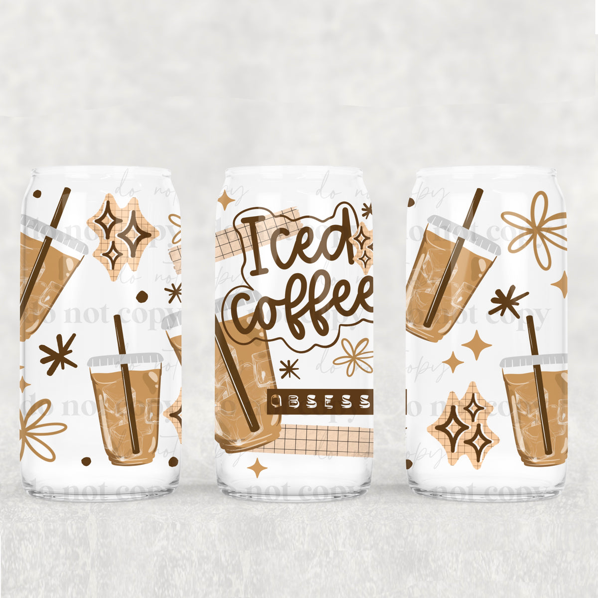 Iced Coffee Obsessed 16oz Glass Wrap