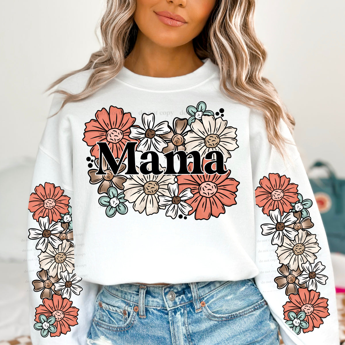 Mama Floral w/ Sleeves PNG