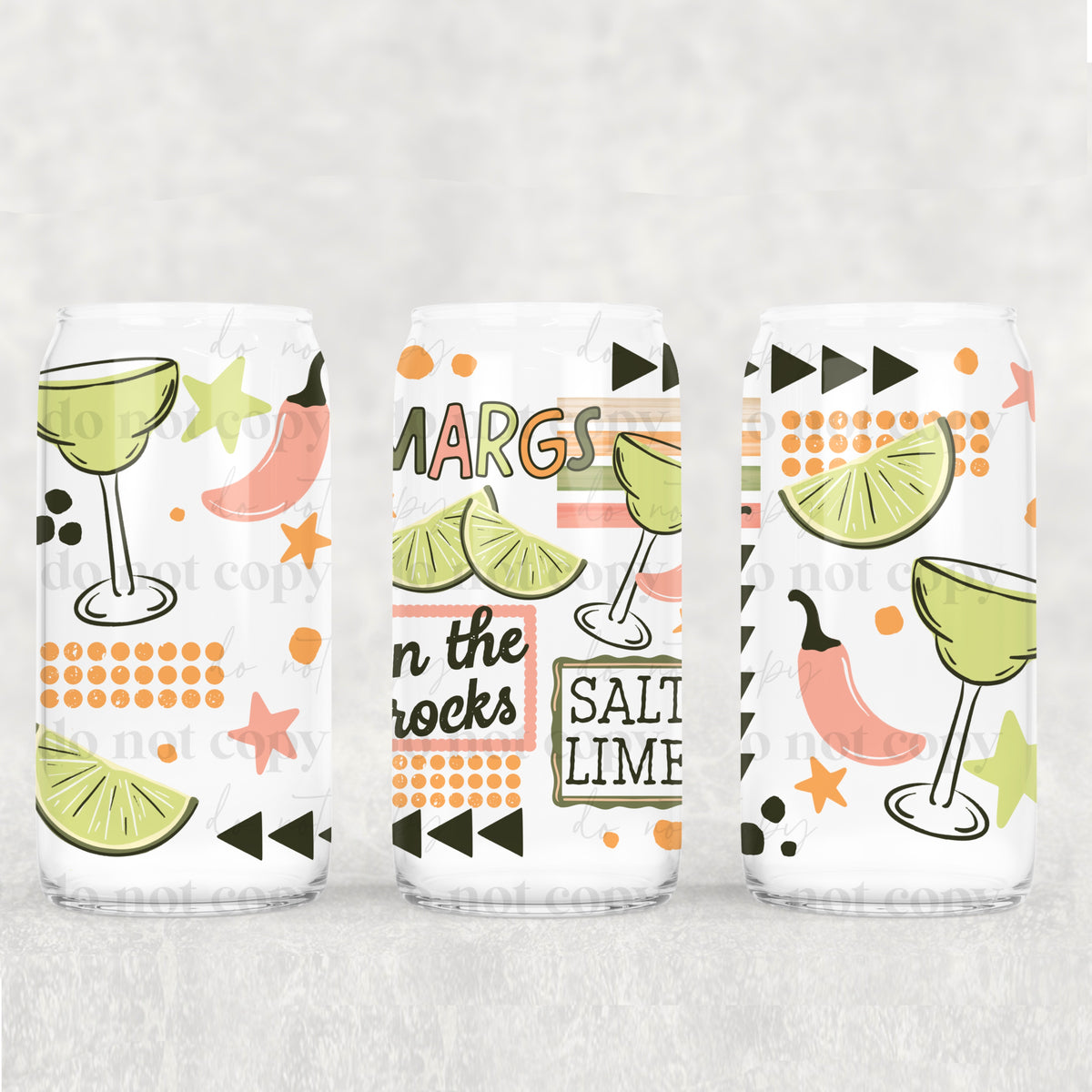 Margs On The Rocks 16oz Glass Wrap