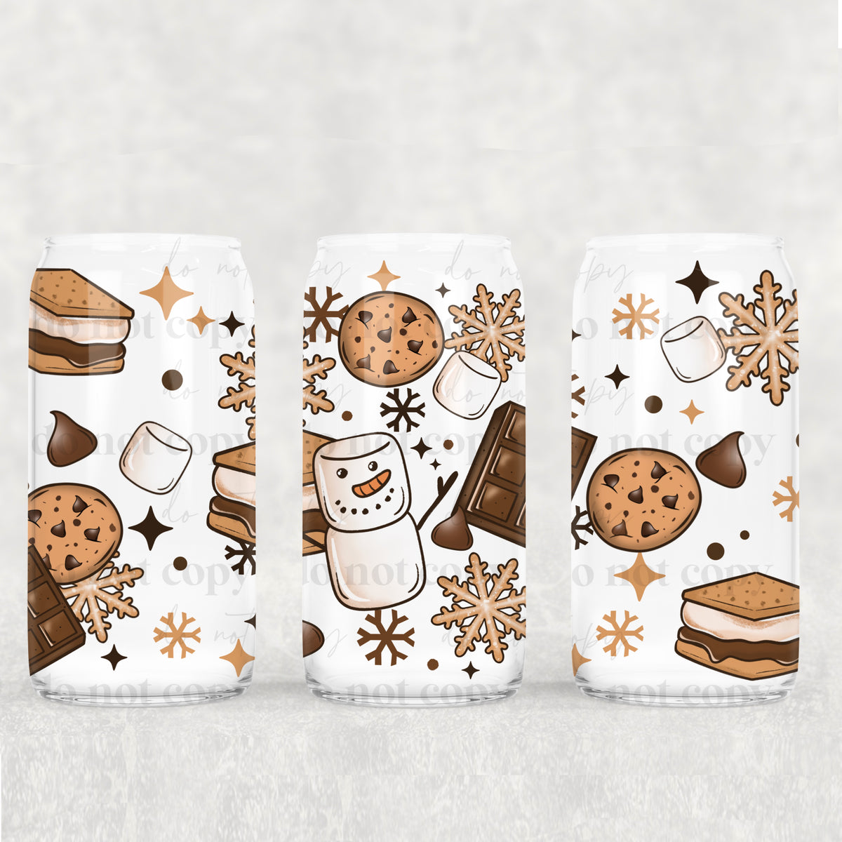 Snowman Smore's 16oz Glass Wrap