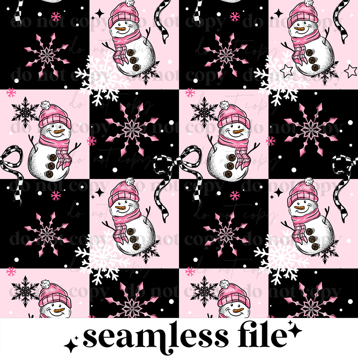 Pink Snowman Seamless