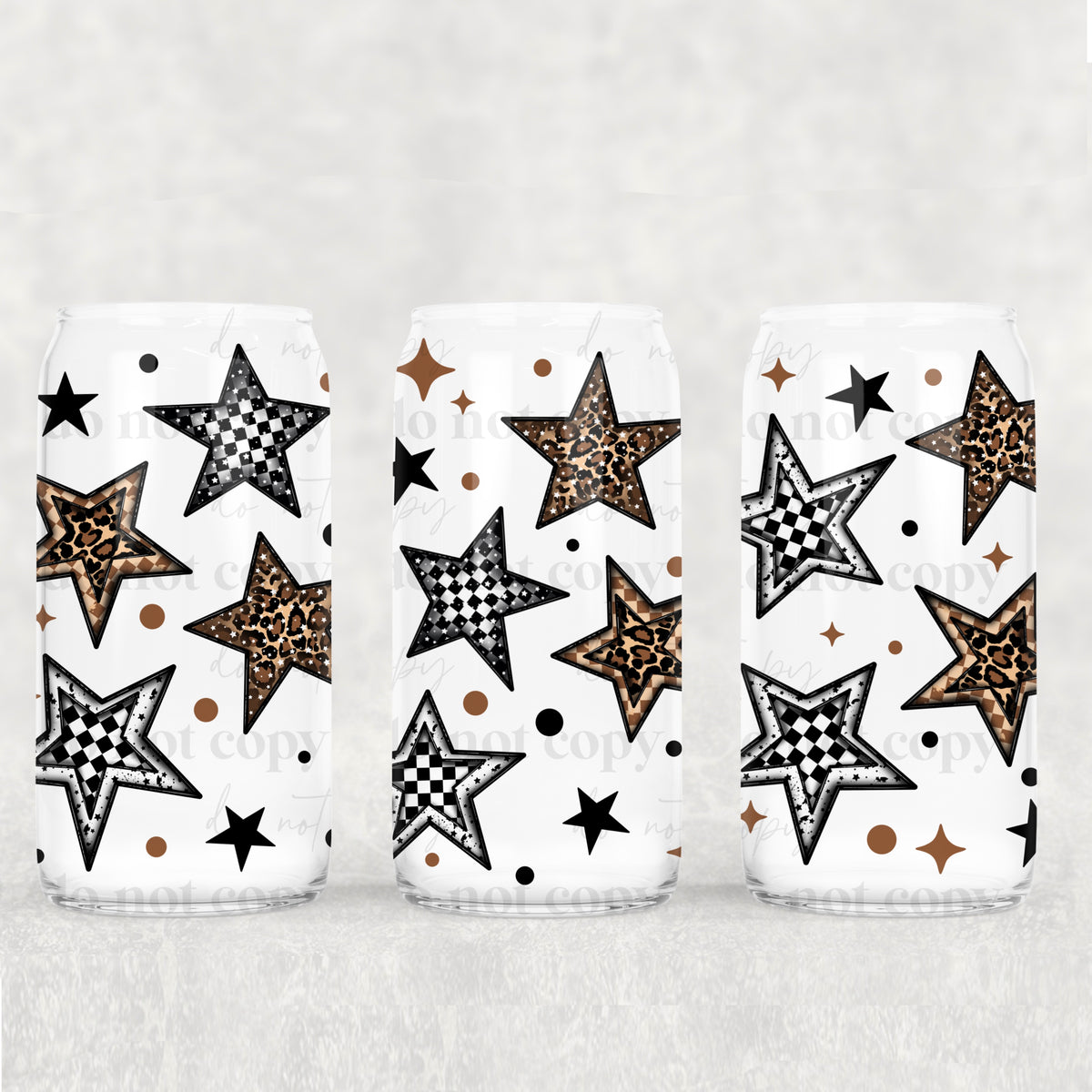 Cheetah Checker Stars 16oz Glass Wrap