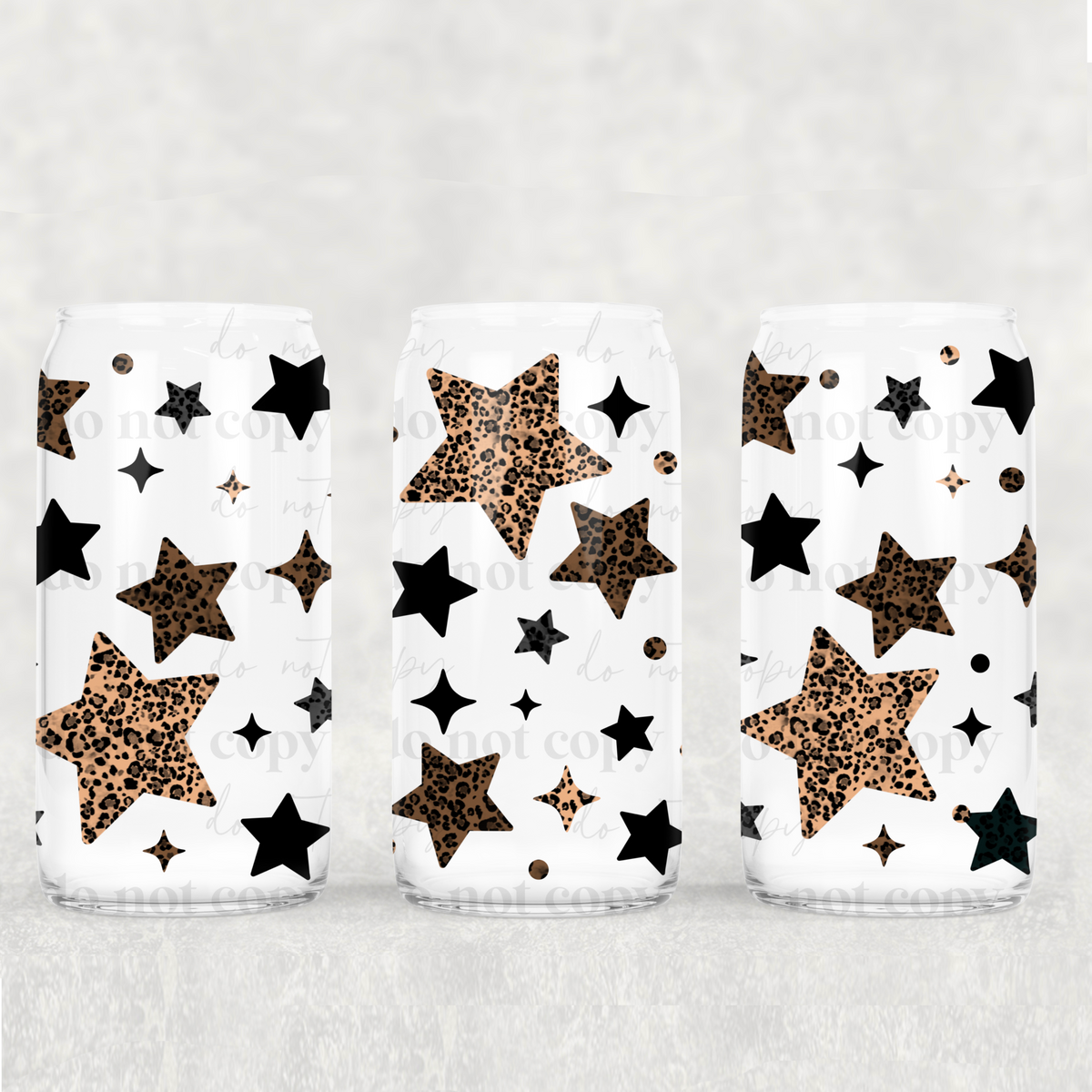Cheetah Stars 16oz Glass Wrap