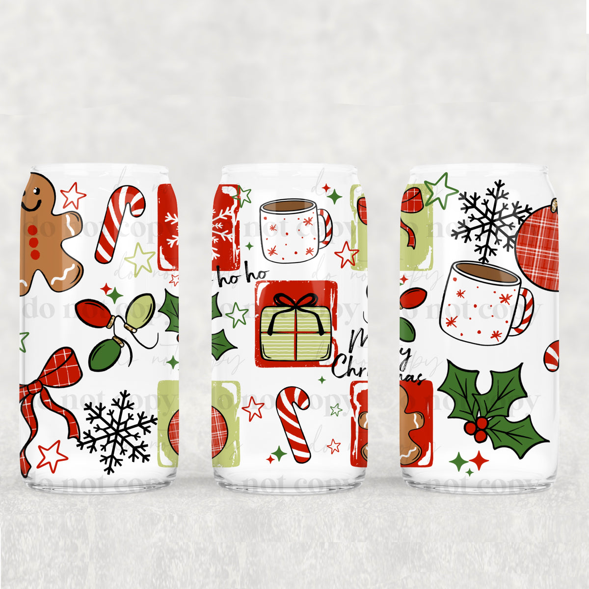 Ho Ho Ho Collage 16oz Glass Wrap
