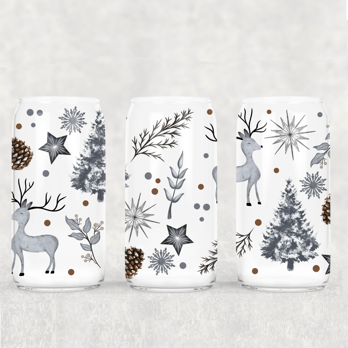 Winter Deer 16oz Glass Wrap