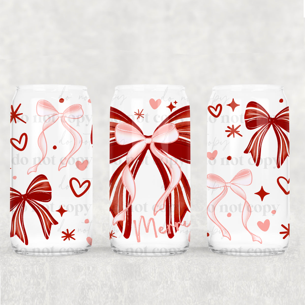 Merry Bow 16oz Glass Wrap