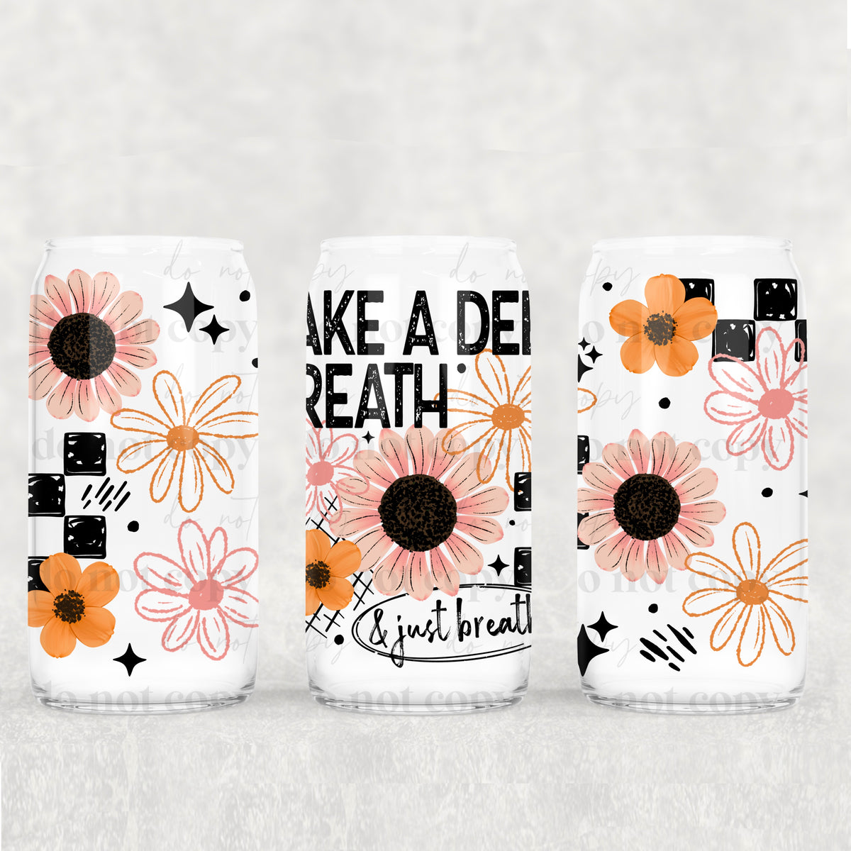 Deep Breath Florals 16oz Glass Wrap