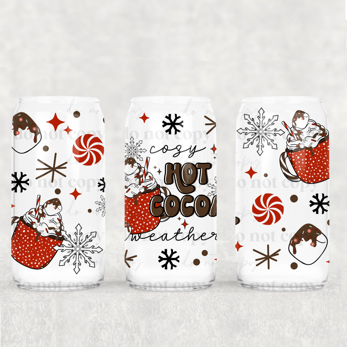 Cozy Hot Cocoa Weather 16oz Glass Wrap
