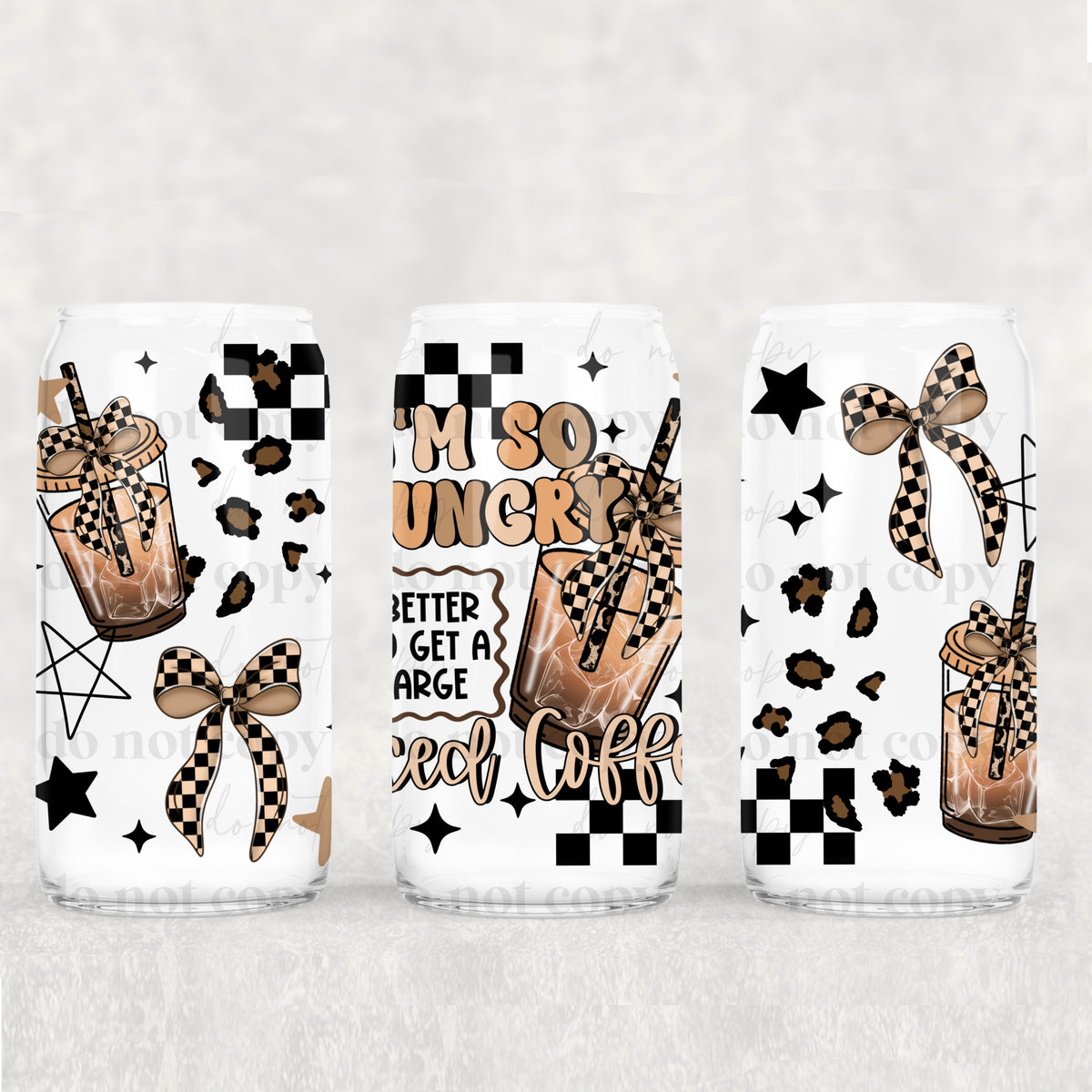 So Hungry Iced Coffee 16oz Glass Wrap