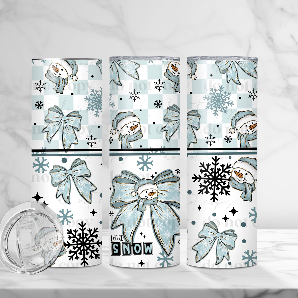 Let It Snow Snowman Bow Tumbler Wrap