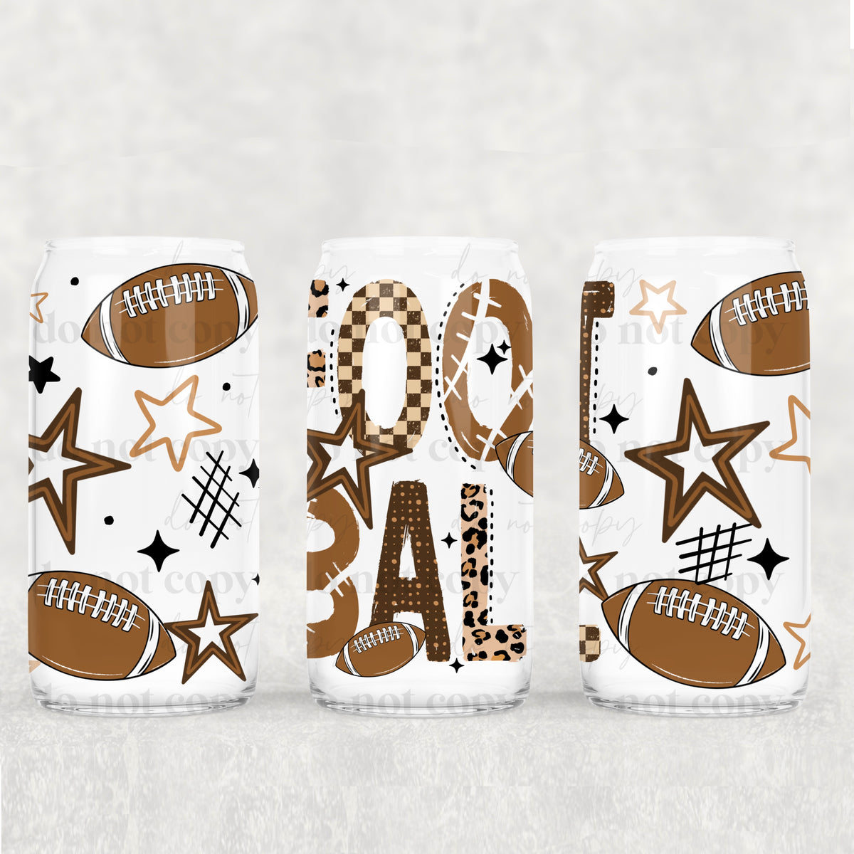 Football Stars 16oz Glass Wrap