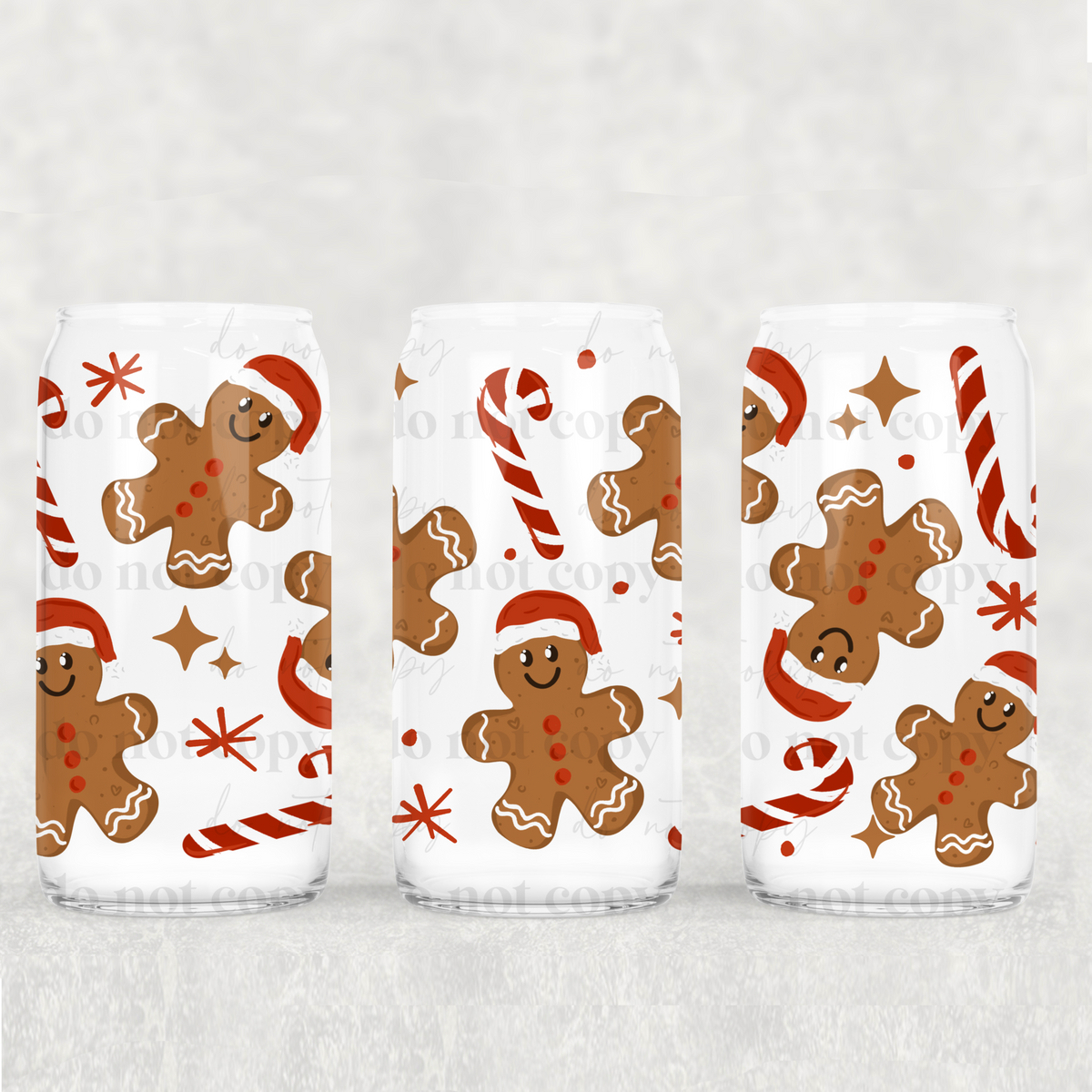 Gingerbread 16oz Glass Wrap