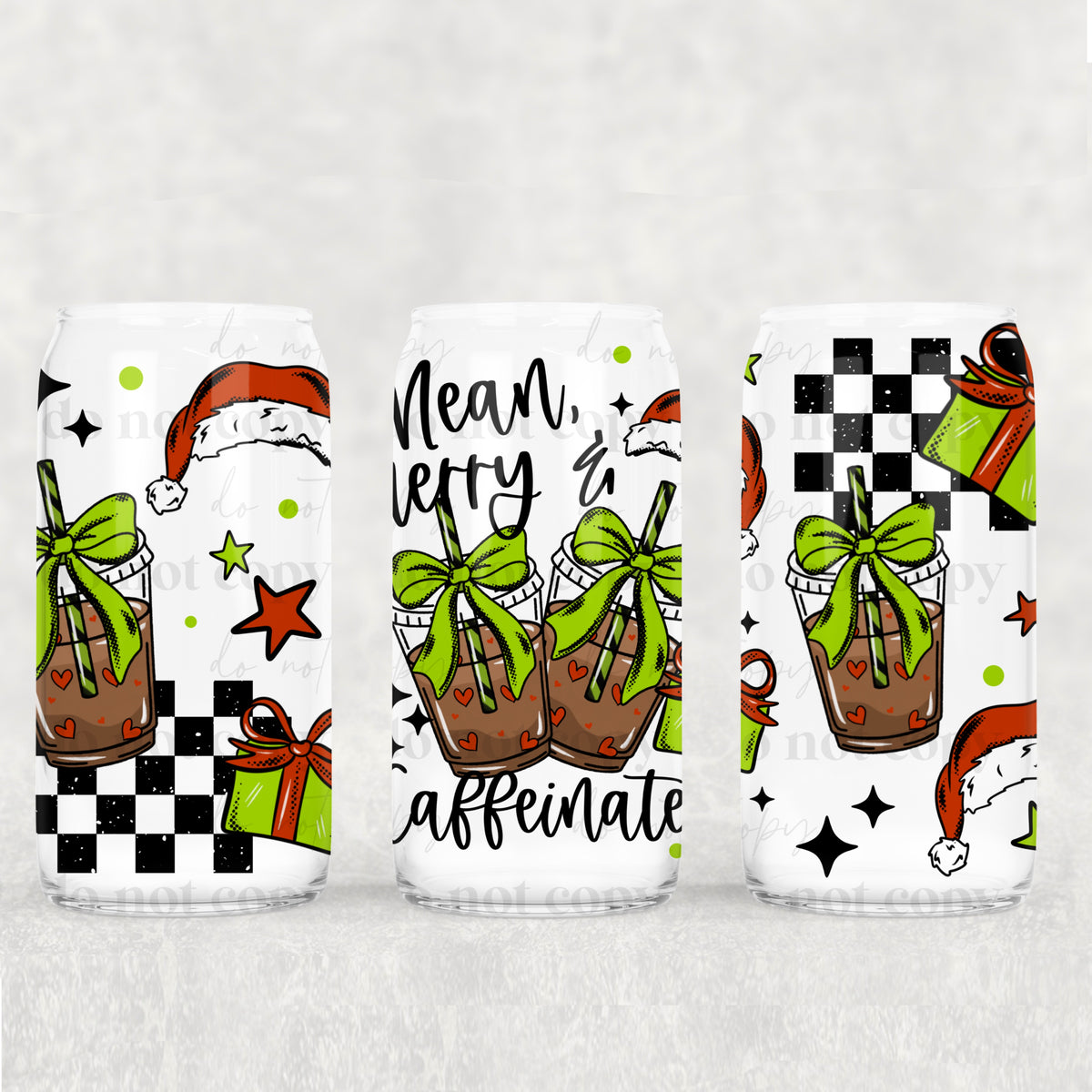 Mean Merry & Caffeinated 16oz Glass Wrap