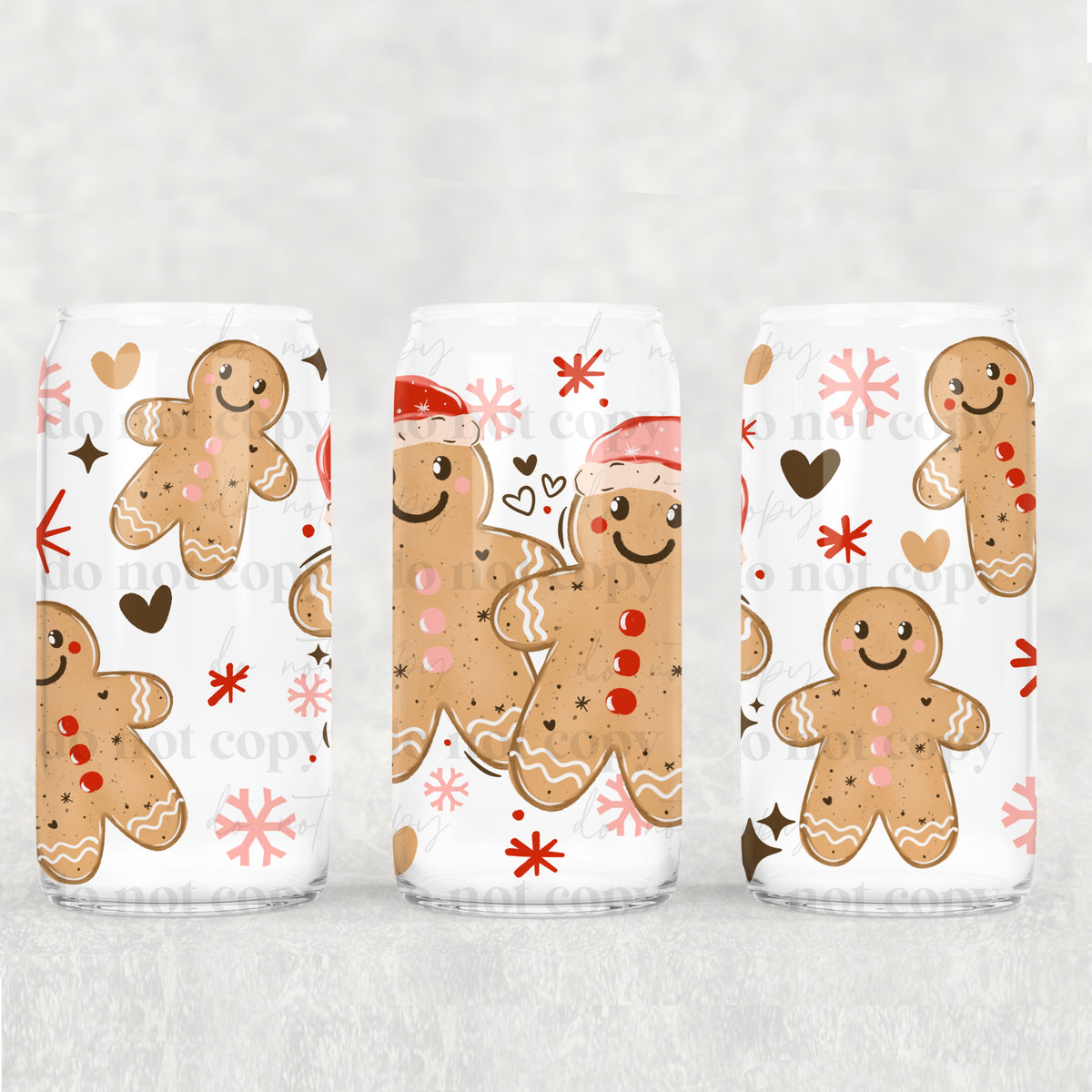 Boy & Girl Gingerbread 16oz Glass Wrap