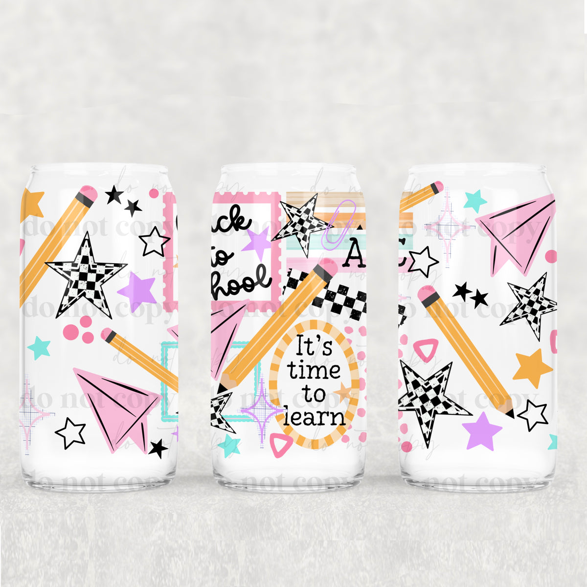 Back To School Frames 16oz Glass Wrap