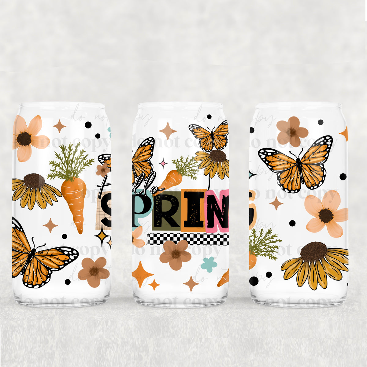 Hello Spring 16oz Glass Wrap