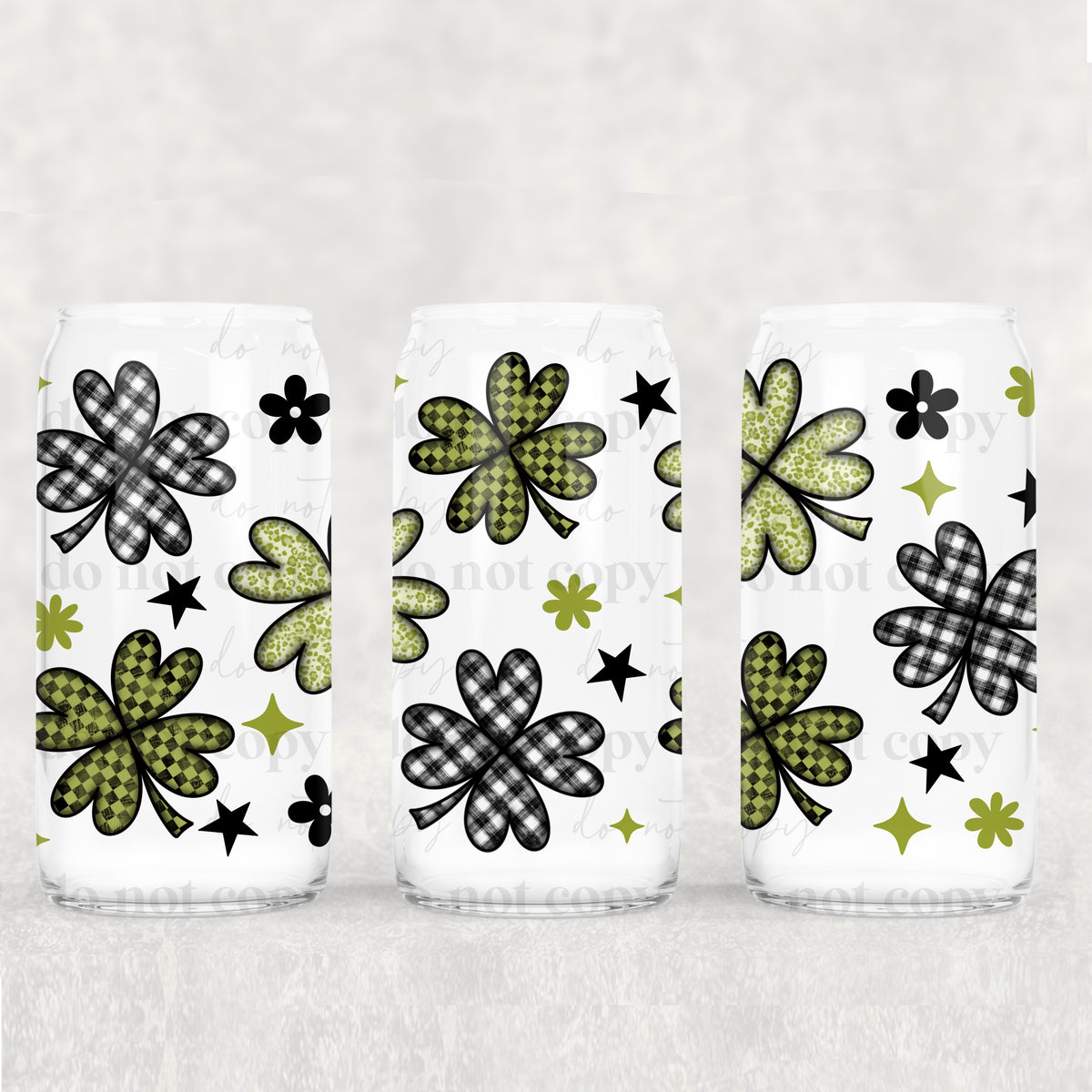 Pattern Clovers 16oz Glass Wrap