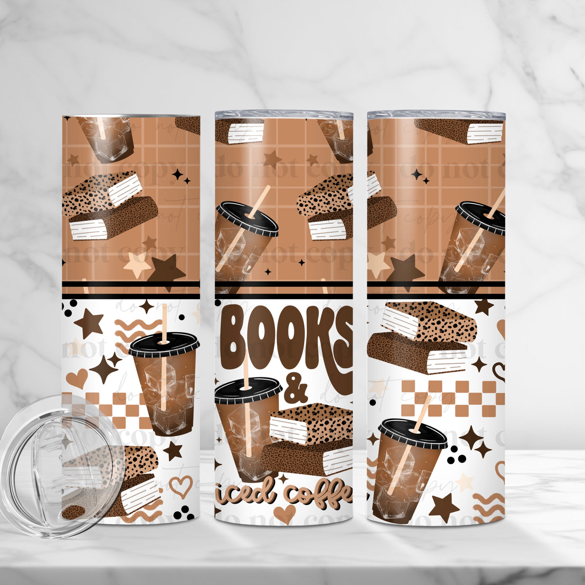 Books & Iced Coffee Tumbler Wrap