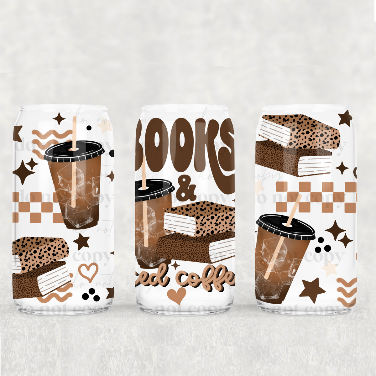 Books & Iced Coffee 16oz Glass Wrap