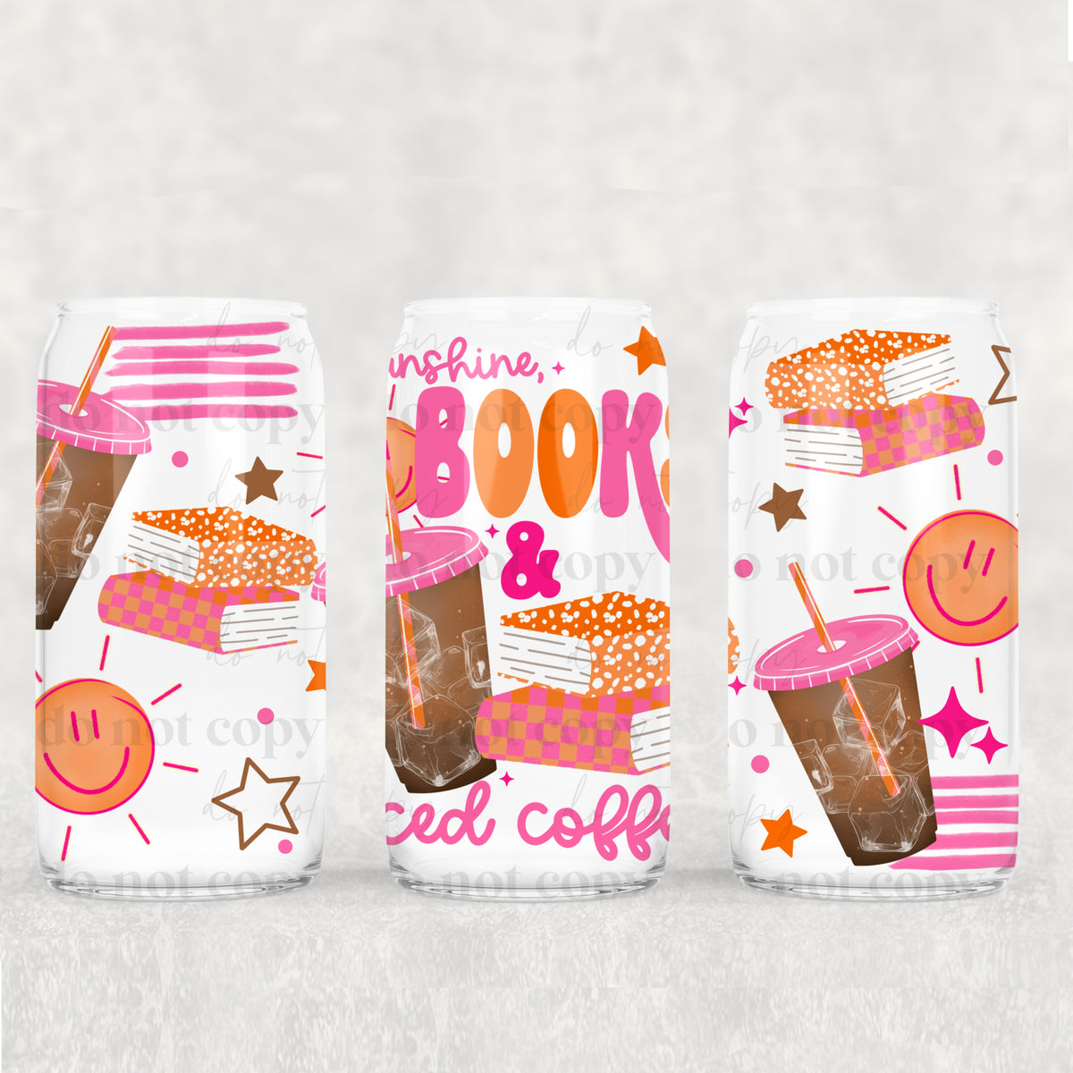 Sunshine Books & Iced Coffee 16oz Glass Wrap