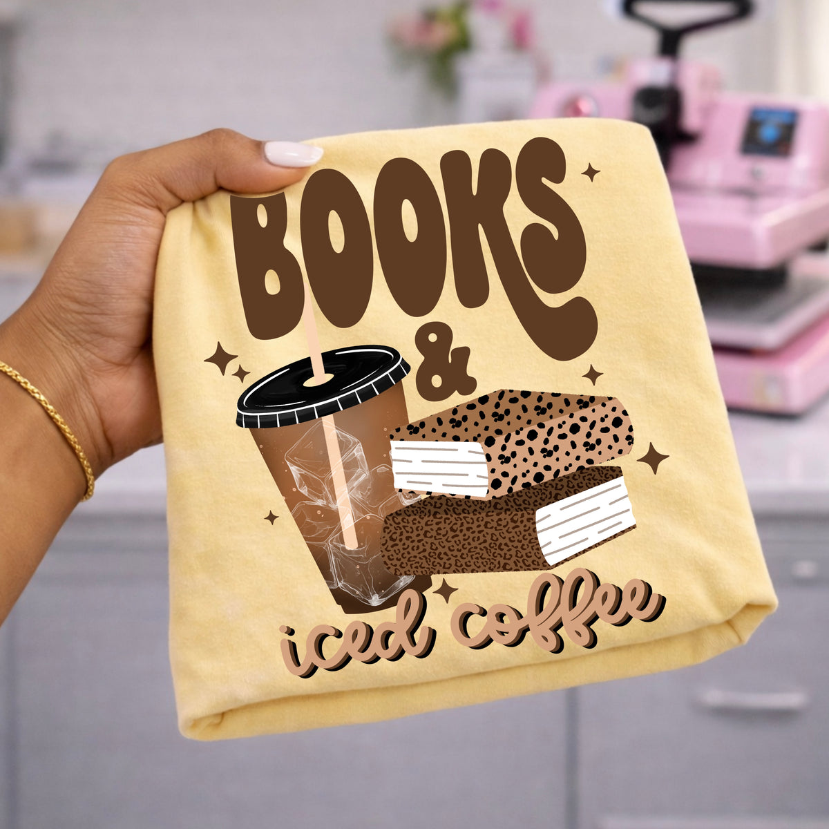 Books & Iced Coffee PNG