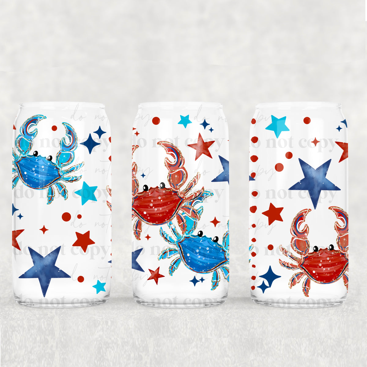 Patriotic Crab 16oz Glass Wrap