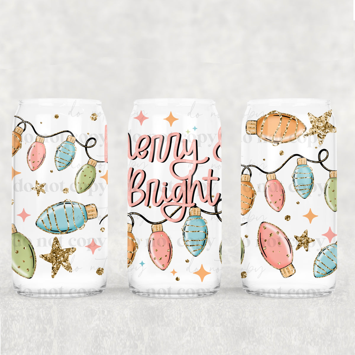 Pastel Merry & Bright 16oz Glass Wrap
