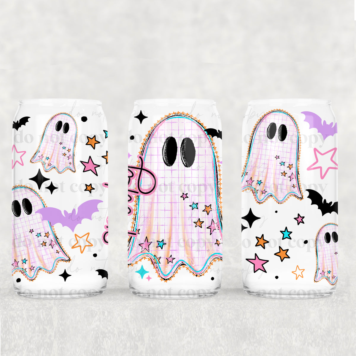 Spooky Pastel Ghost 16oz Glass Wrap