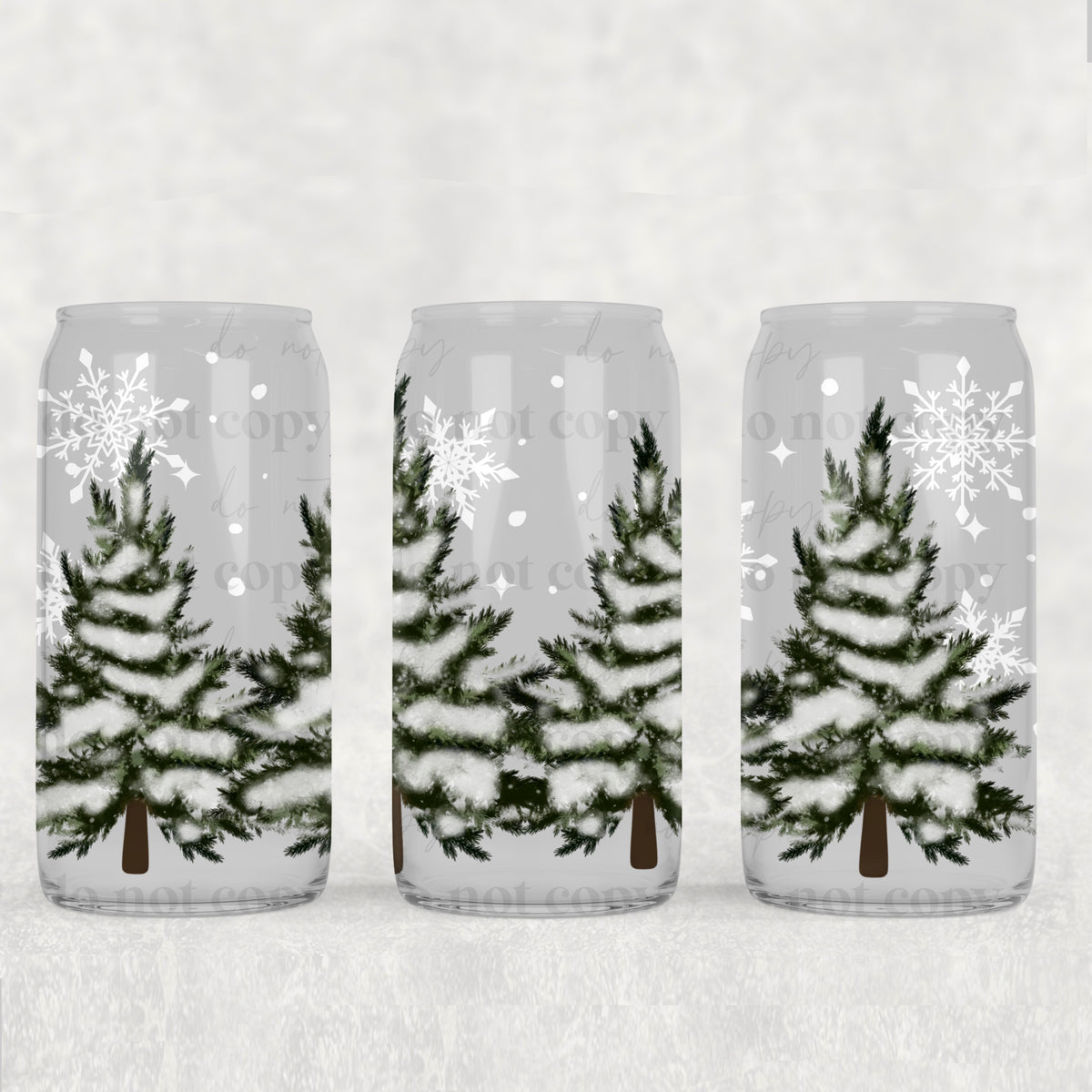 Snowy Trees 16oz Glass Wrap