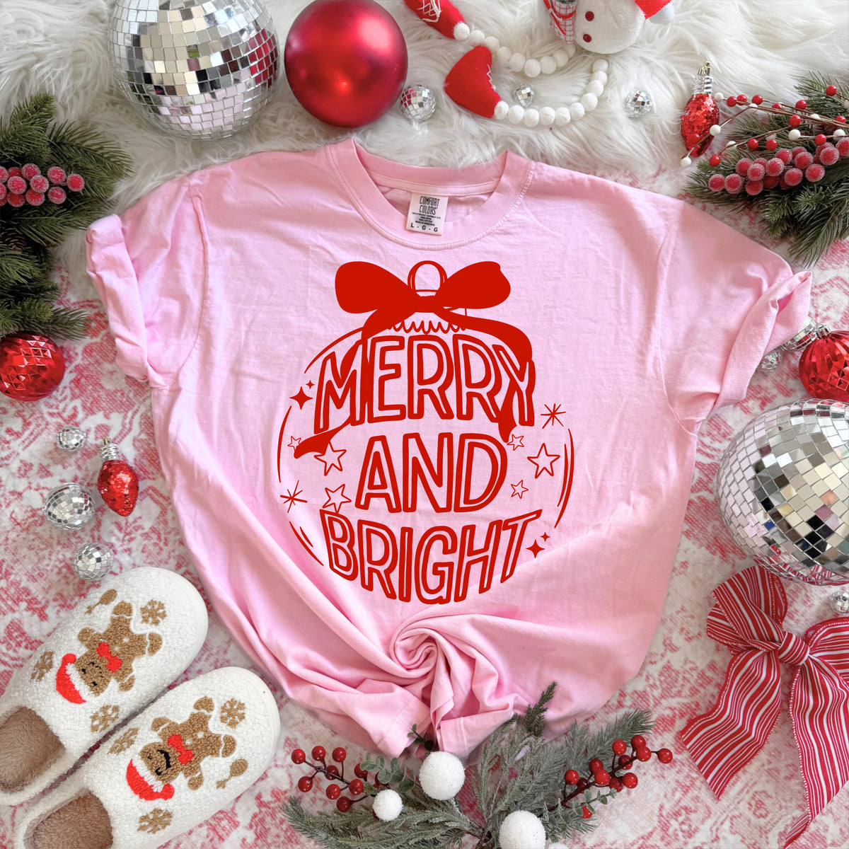Merry & Bright Ornament Single Color PNG