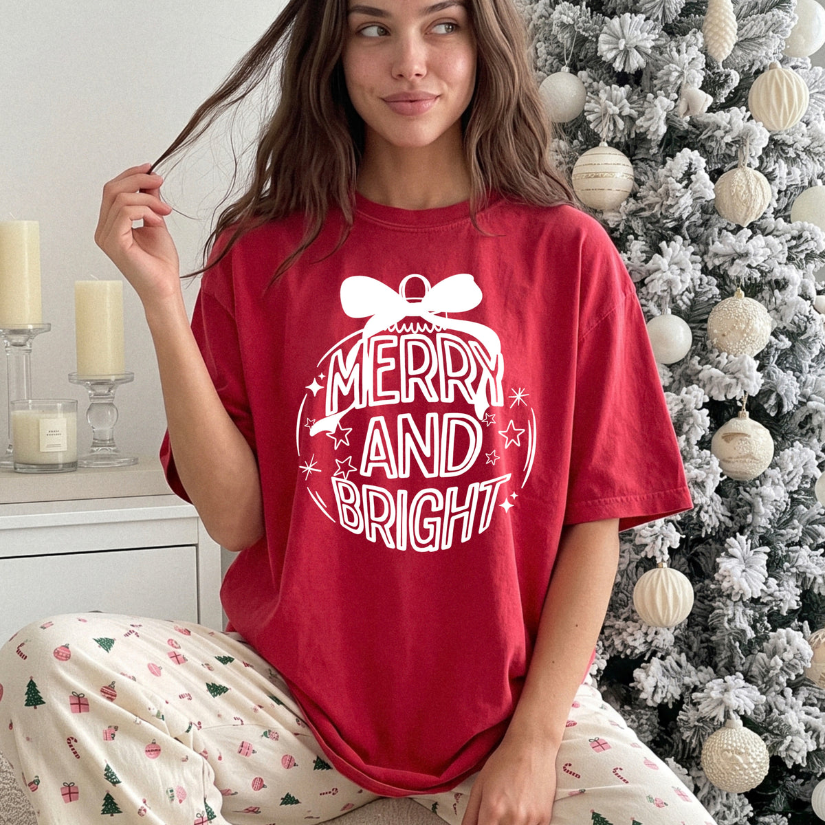 Merry & Bright Ornament Single Color PNG