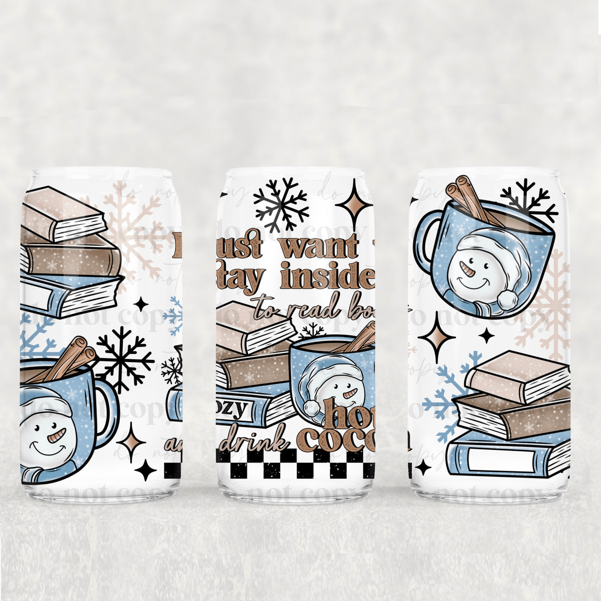 Books & Hot Cocoa 16oz Glass Wrap