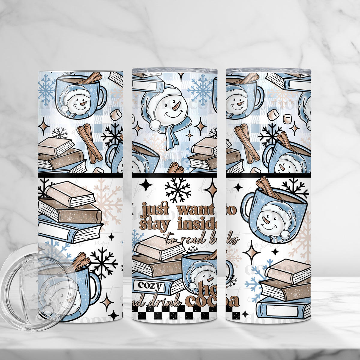 Books & Hot Cocoa Tumbler Wrap