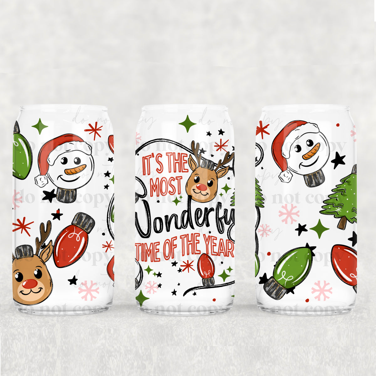 Wonderful Time Of Year Lights 16oz Glass Wrap