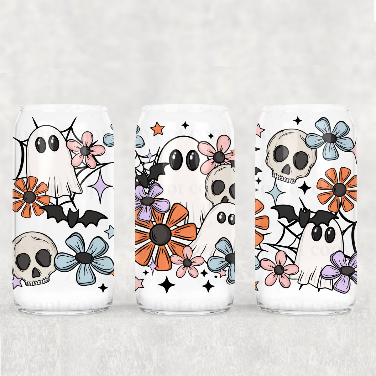 Spooky Florals 16oz Glass Wrap