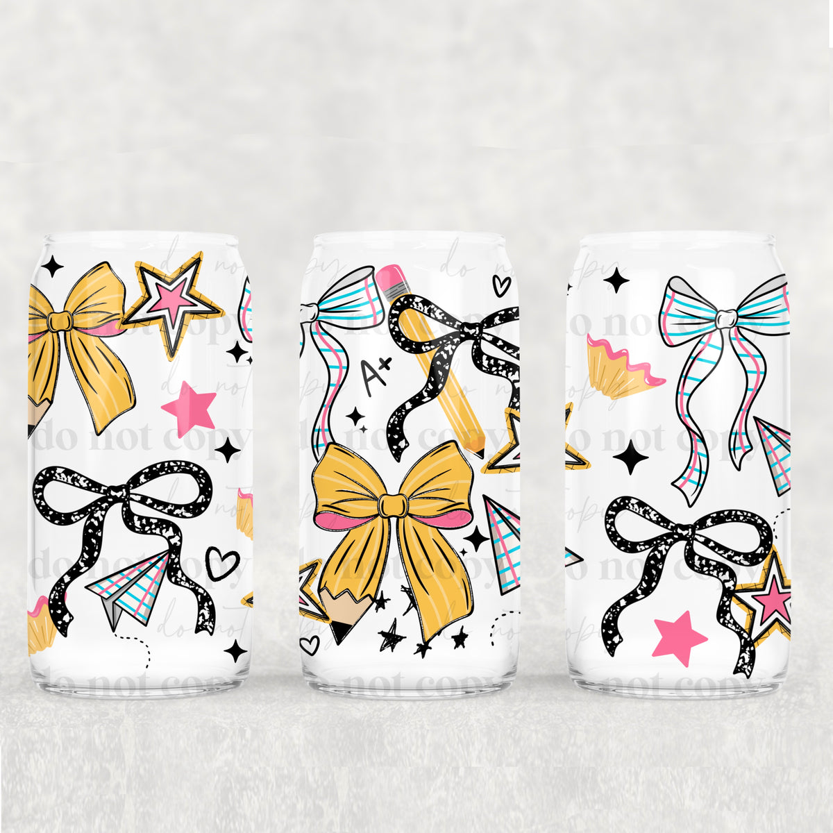 School Bows 16oz Glass Wrap