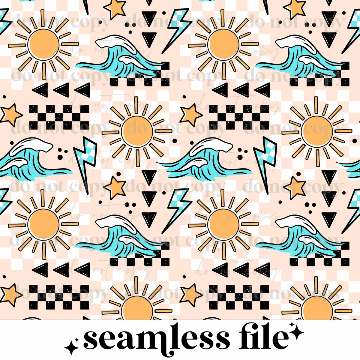 Sun Rays & Ocean Waves Seamless