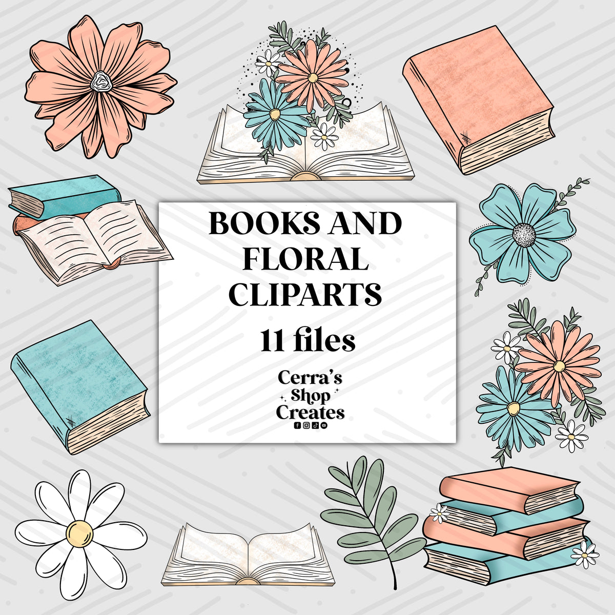 Floral books Clipart