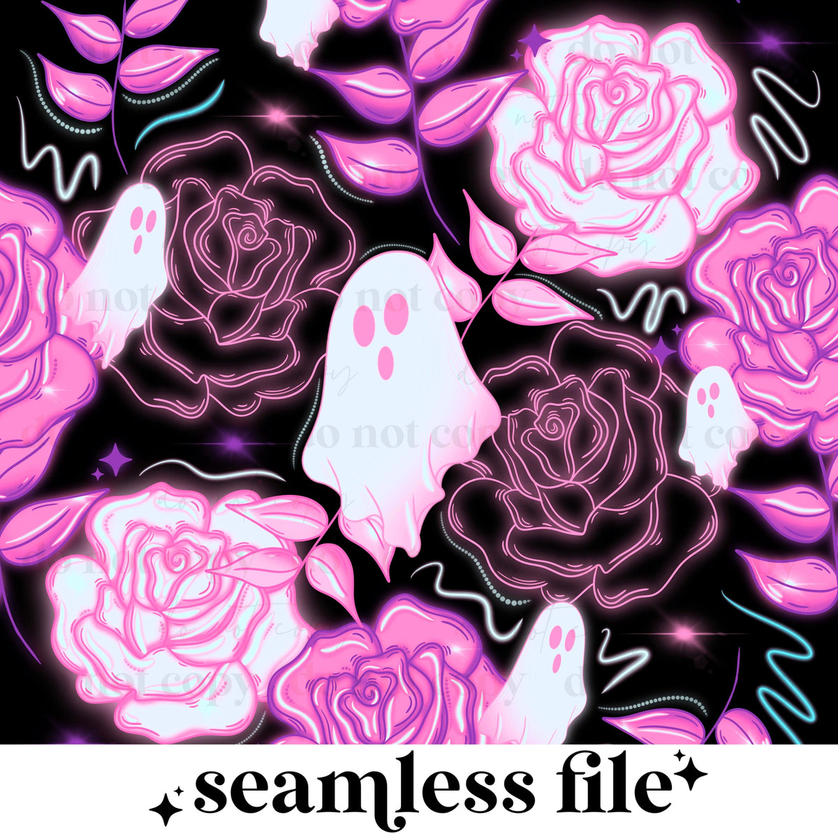 Pink Glow rose ghosts Seamless