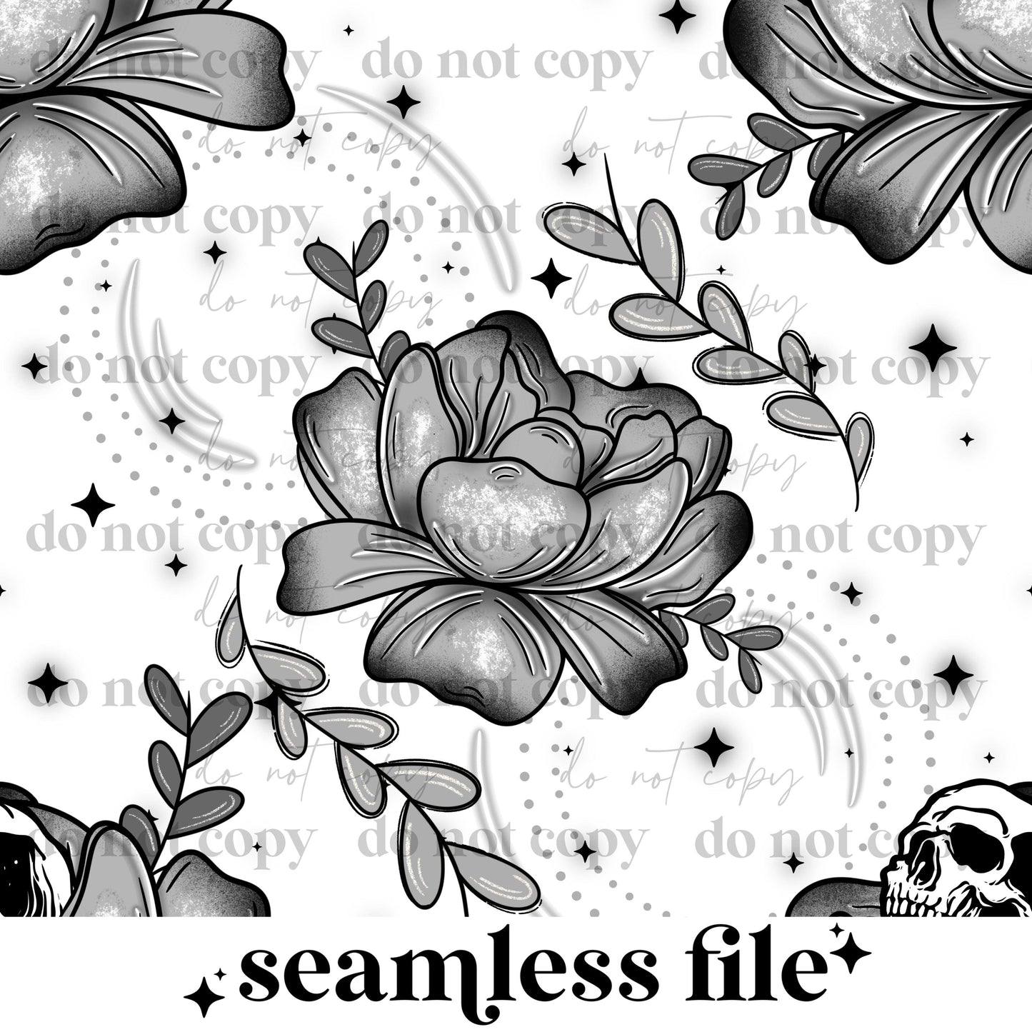 Skull floral Seamless