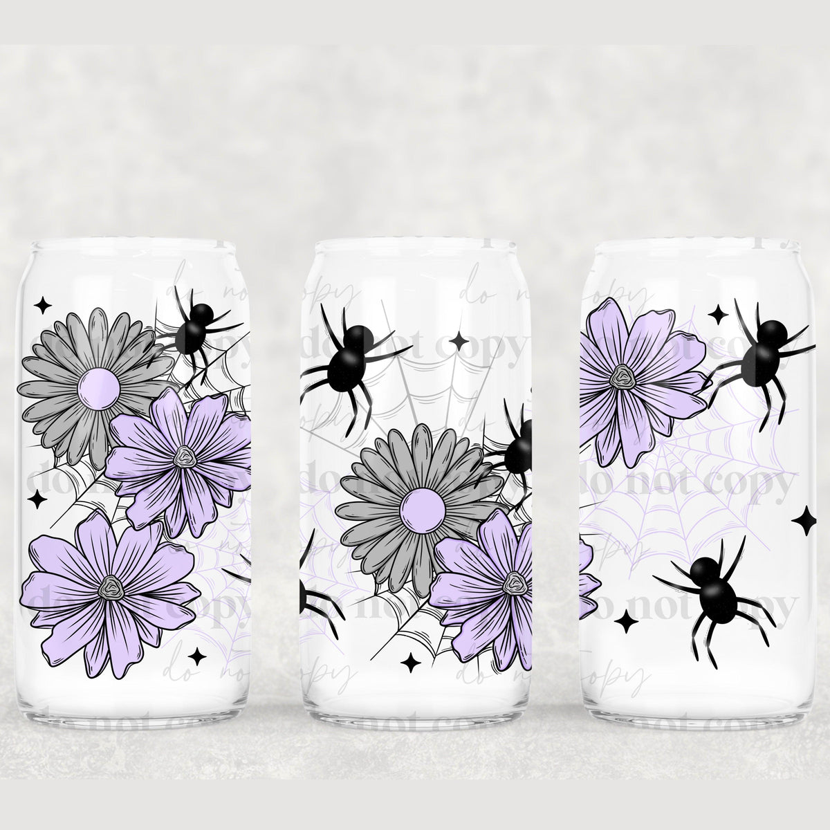 Spider Floral Glass 16oz Wrap