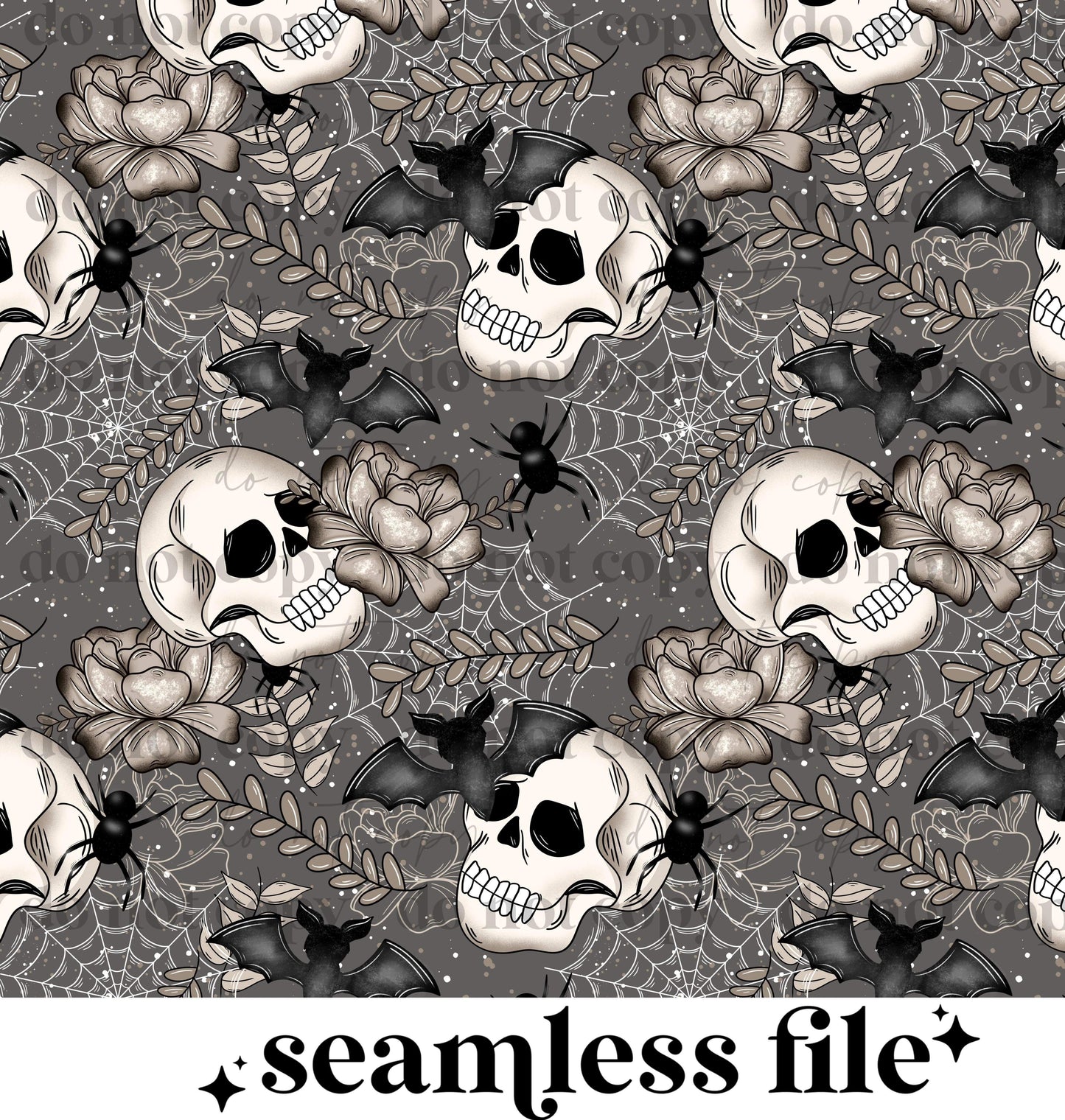 Spooky skull floral Seamless