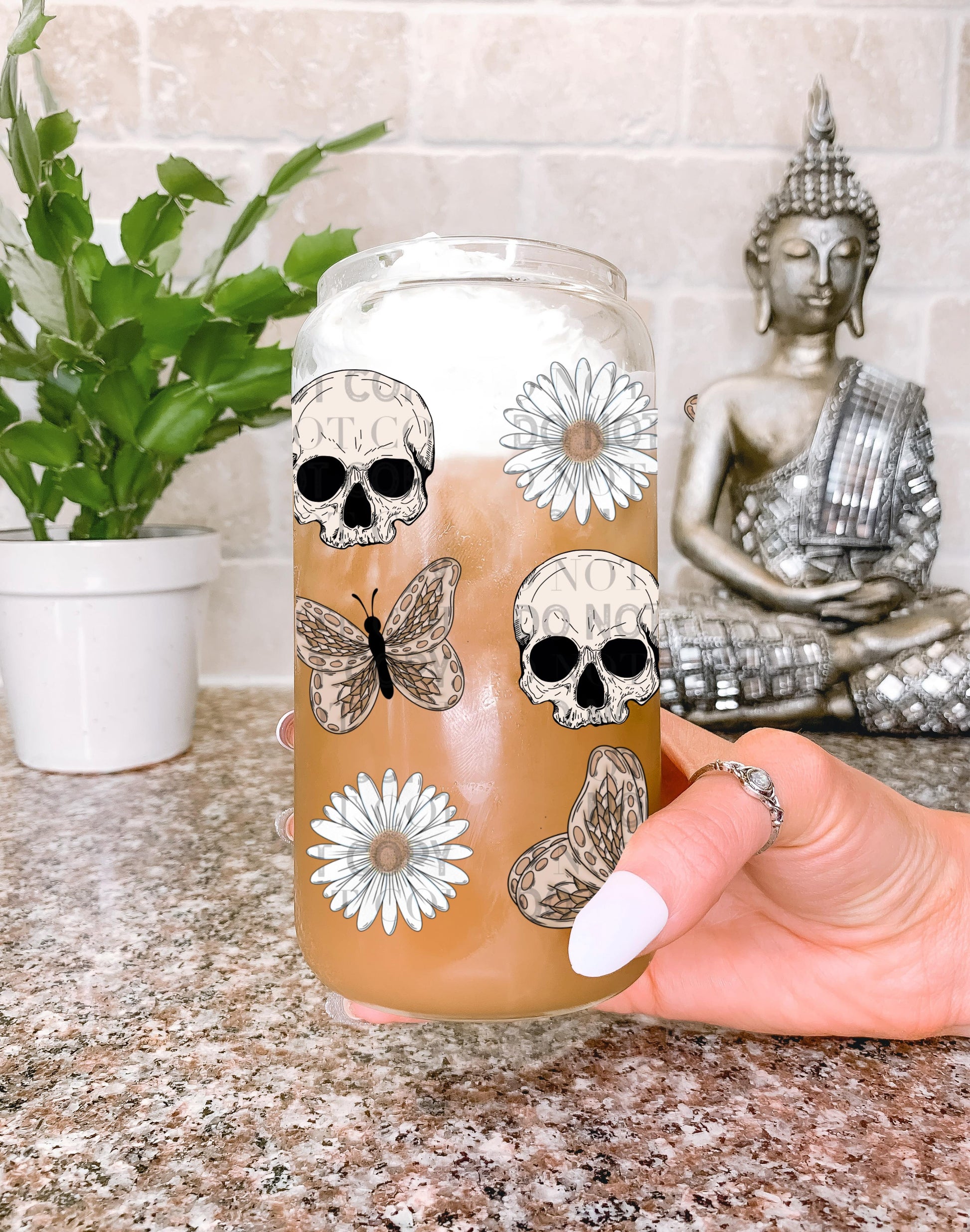Skull Daisy tumbler wrap sized for 16 oz frosted cup from mother tumbler  Cerra's Shop Creates   