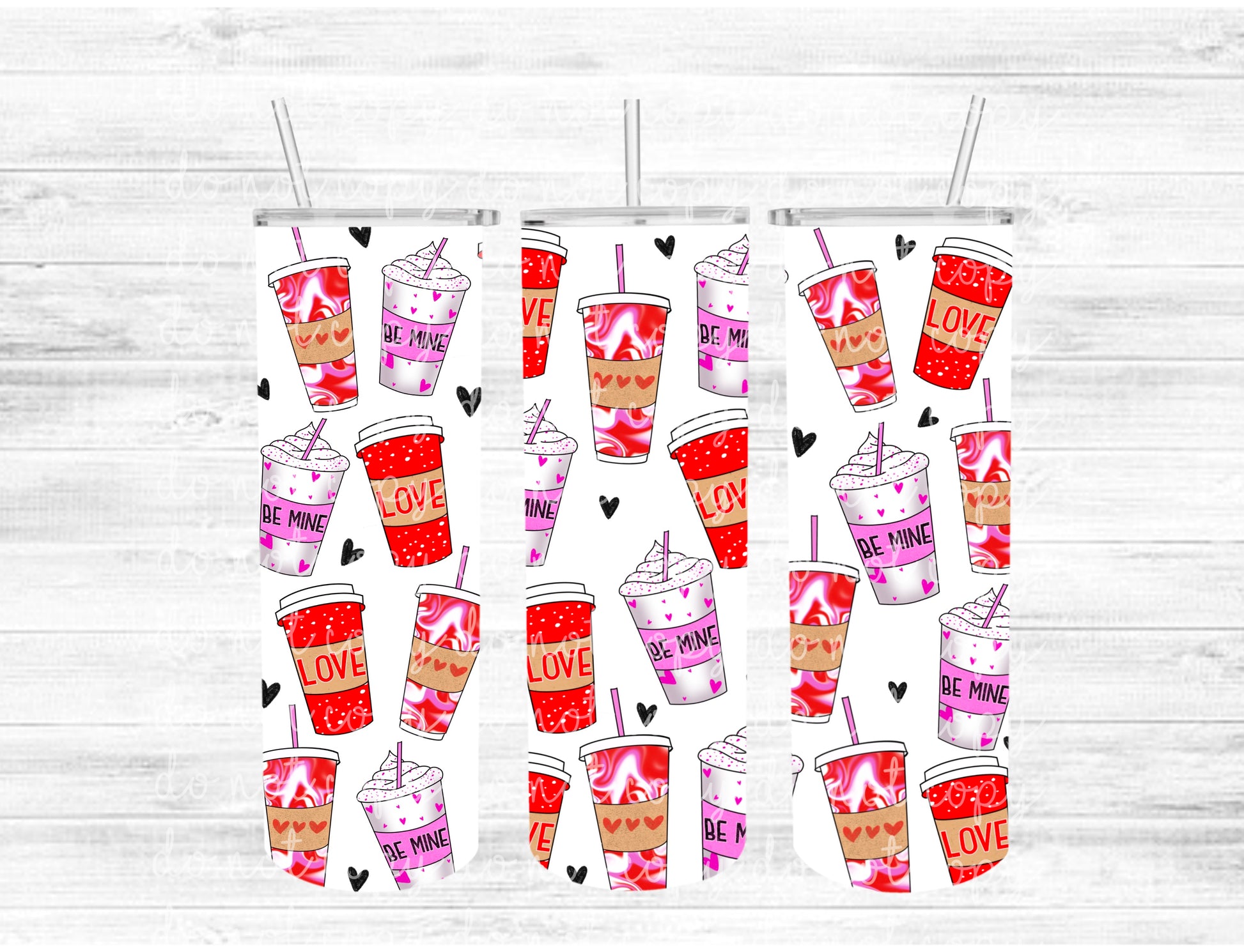 Vday coffee cups tumbler wrap ( white background )  Cerra's Shop Creates   