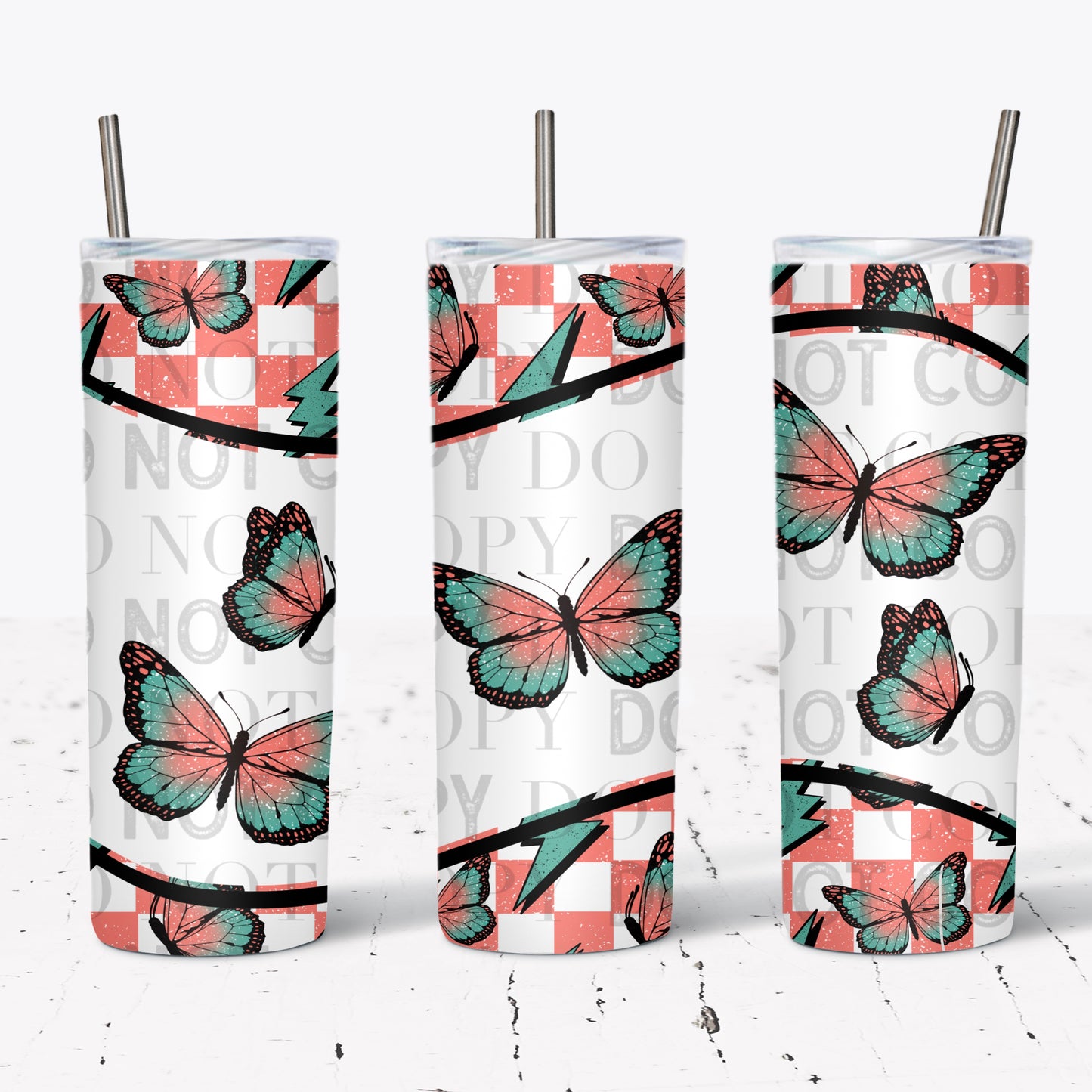 Checkered Butterfly Tumbler Wrap