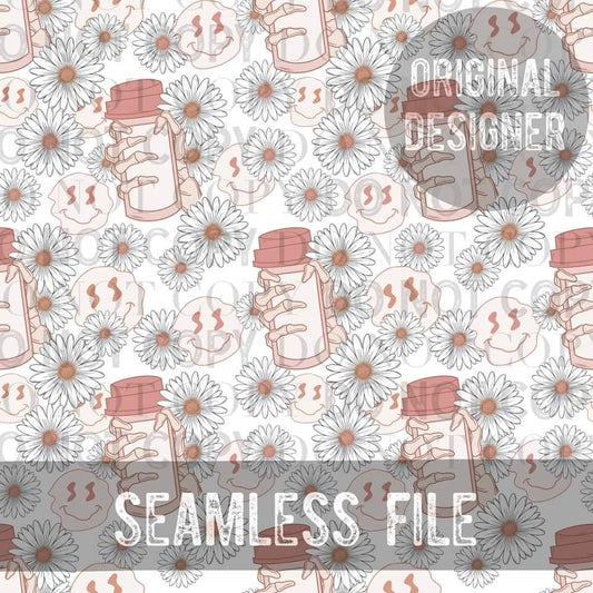 Daisy Pill Bottle Seamless  Cerra's Shop Creates   