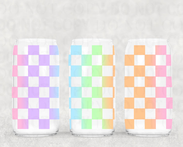 Rainbow checker tumbler wrap sized for 16 oz frosted cup from mother tumbler  Cerra's Shop Creates   