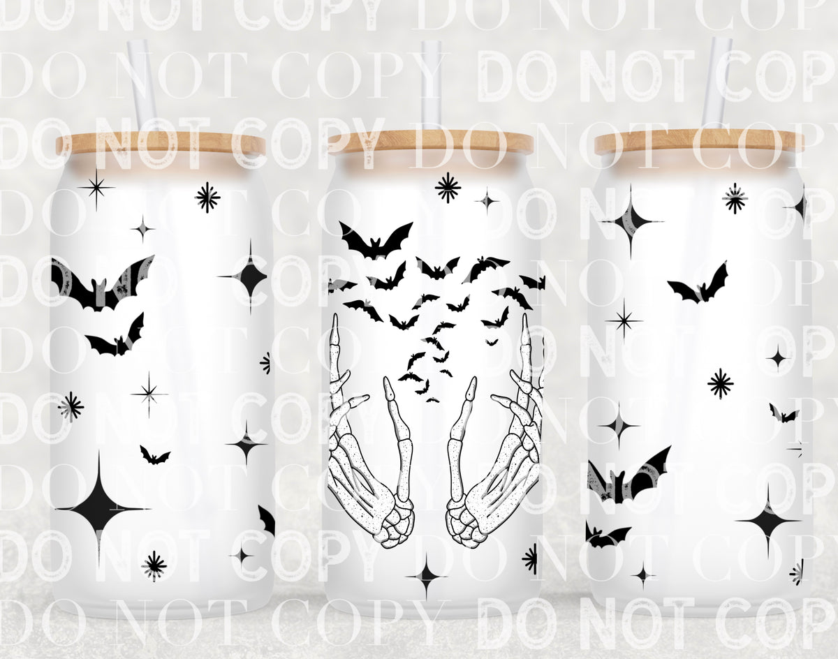 Bat skellie hands tumbler wrap sized for 16 oz frosted cup from mother tumbler  Cerra's Shop Creates   