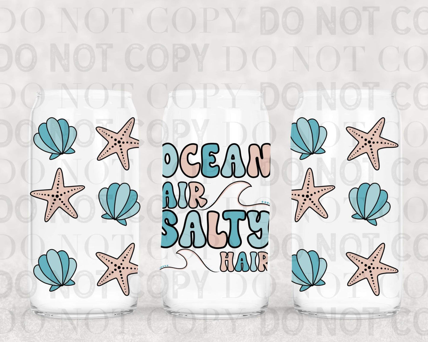 Ocean Air Salty Hair Tumbler Wrap sized for 16 oz frosted cup from mother tumbler  Cerra's Shop Creates   